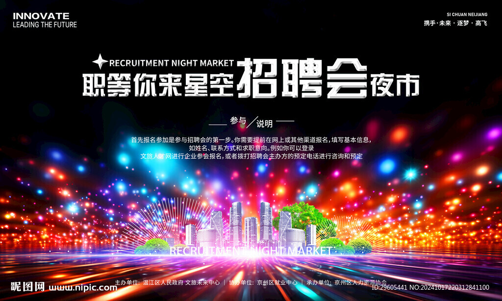 招聘会夜市展板