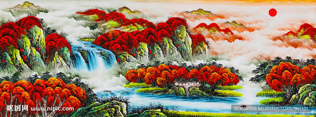 鸿运当头山水画