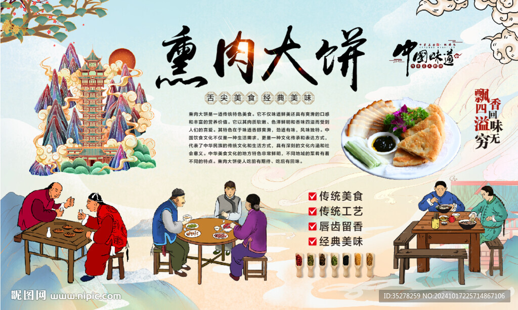 熏肉大饼背景