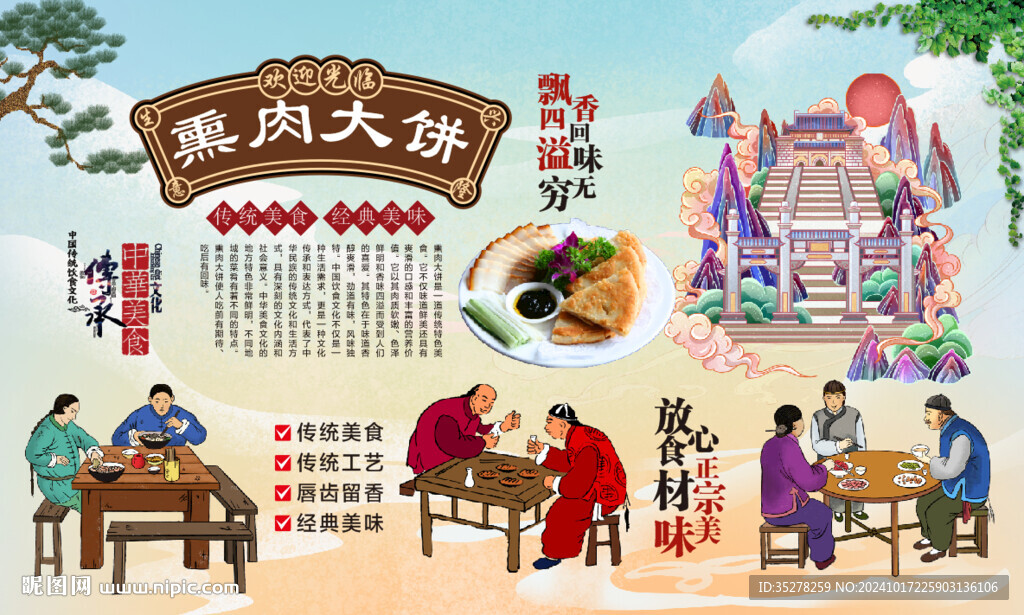 熏肉大饼背景