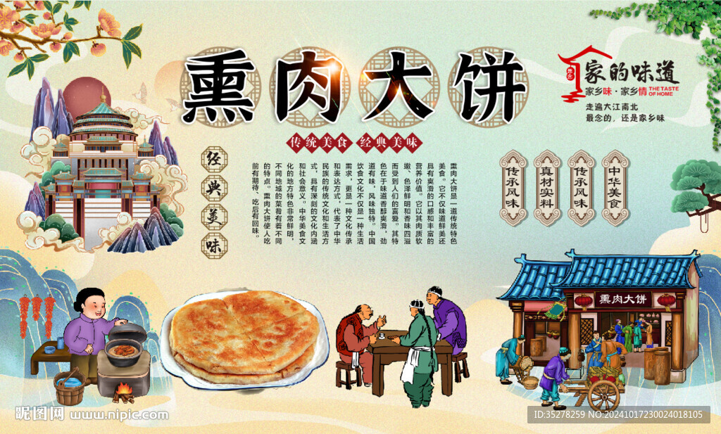 熏肉大饼背景