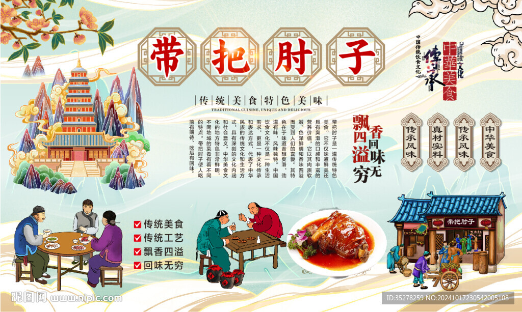 带把肘子背景