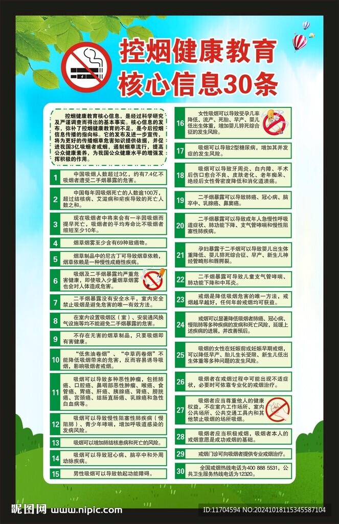 世界无烟日展板