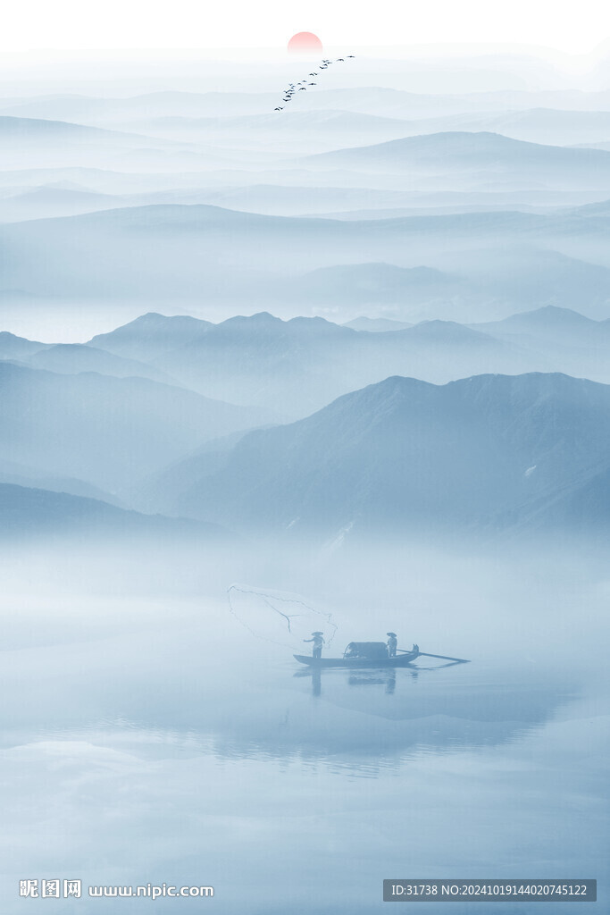 竖式玄关水墨画