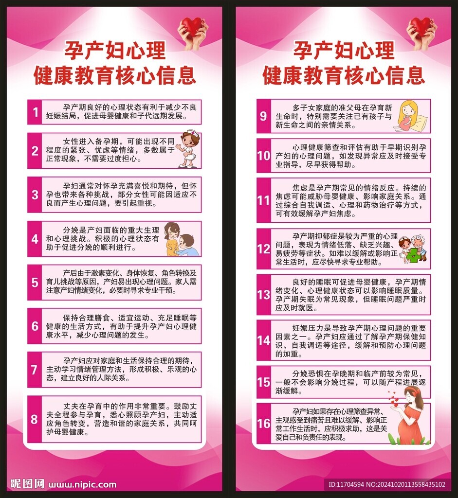 孕产妇心理健康核心信息展架