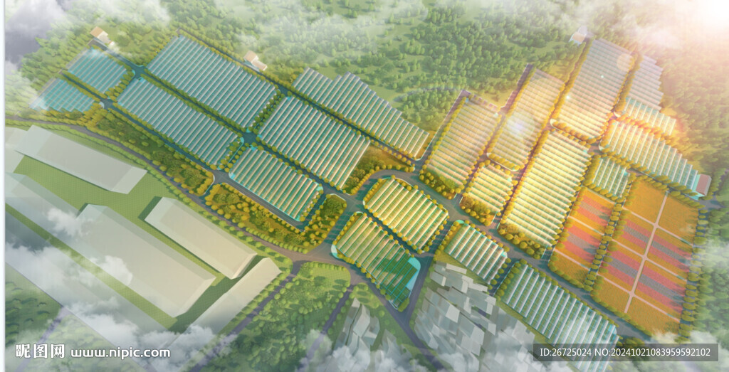 农场种植大棚设计案例鸟瞰图