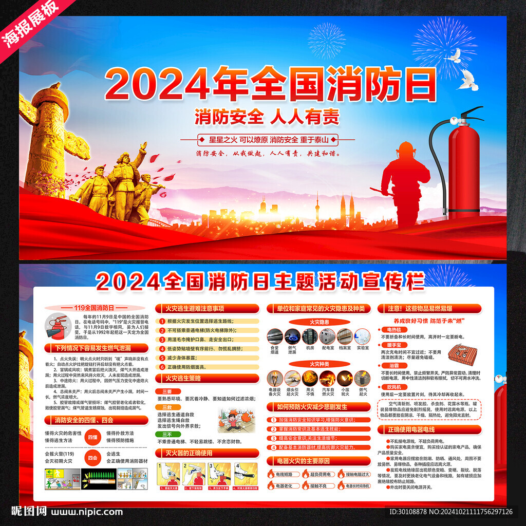 2024全国消防日展板