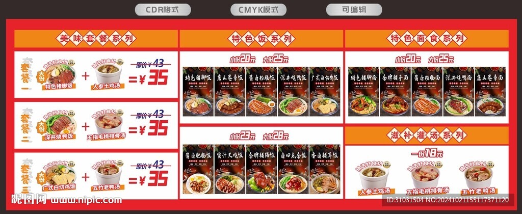 猪脚饭菜单