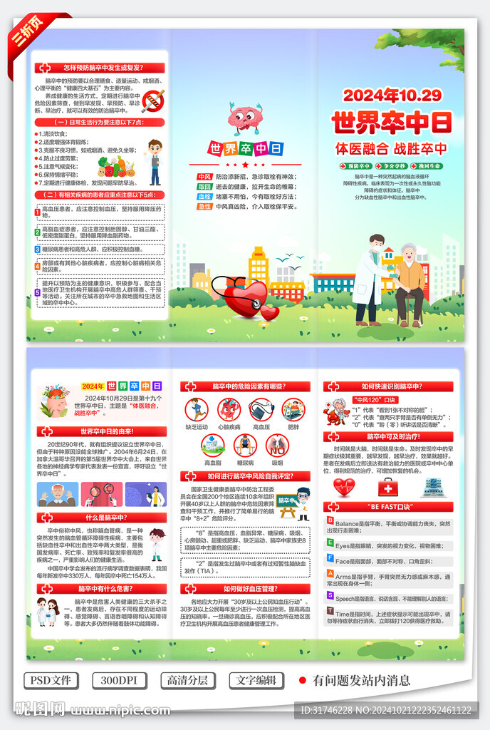2024年世界卒中日三折页