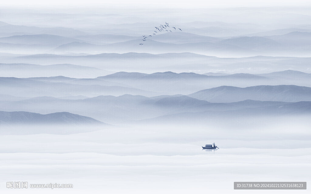 水墨山水风景背景墙