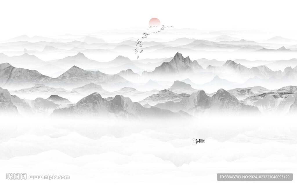 禅意水墨山水画