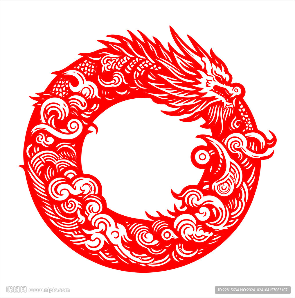 矢量龙纹剪纸