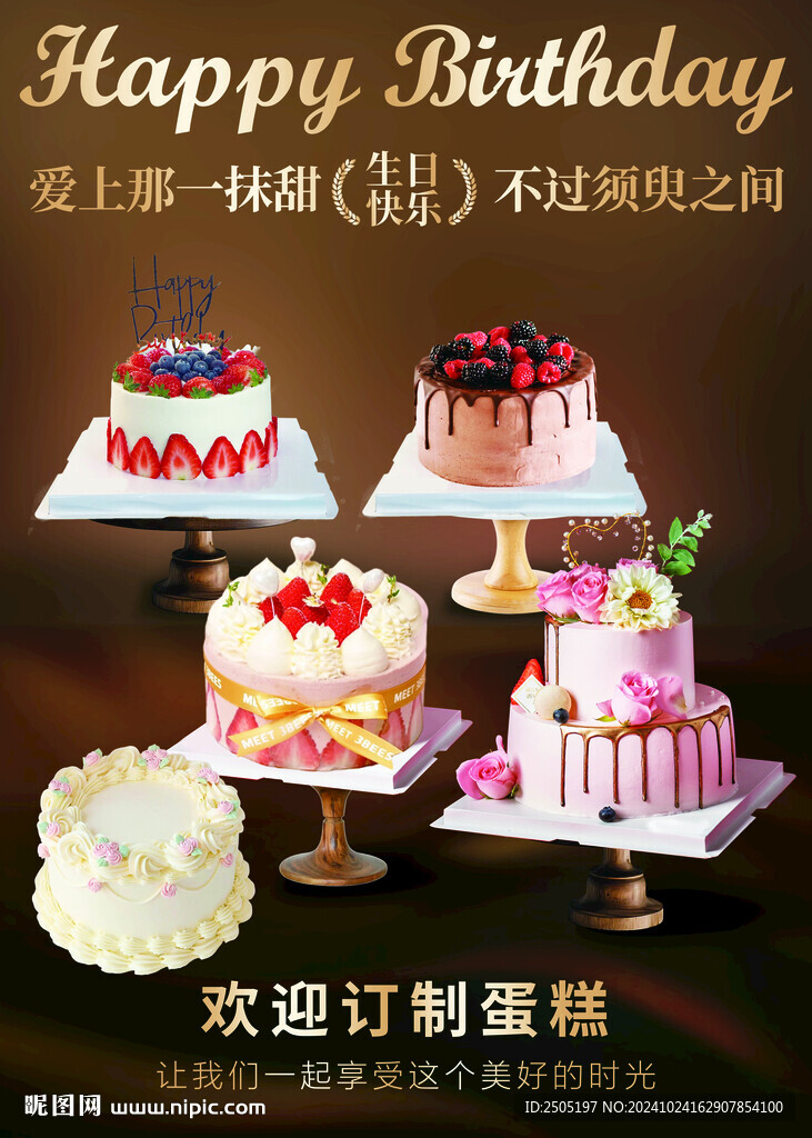 生日蛋糕海报金色