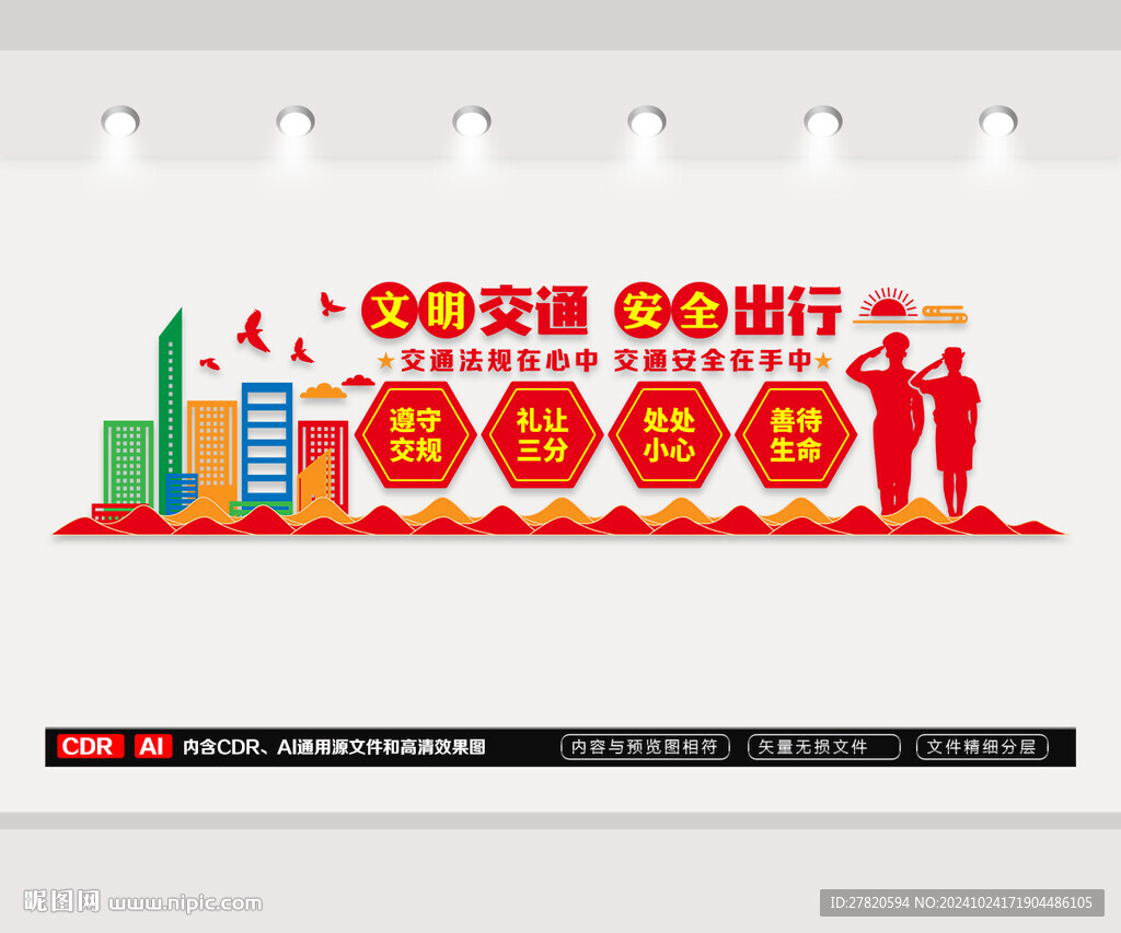 文明交通安全出行文化墙