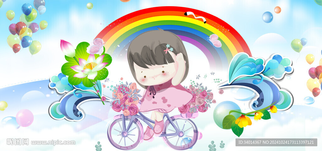 卡通小女孩背景墙