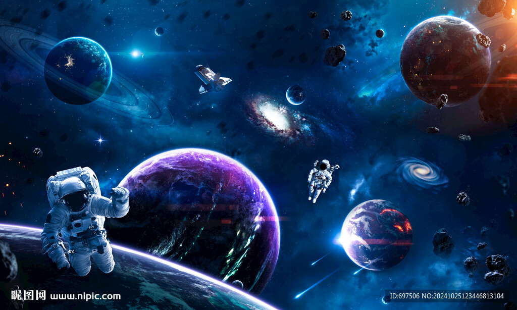 宇宙星球太空陨石宇航员银河背景