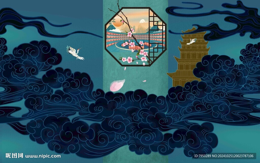 新中式背景墙  