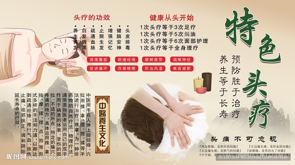 特色头疗背景墙