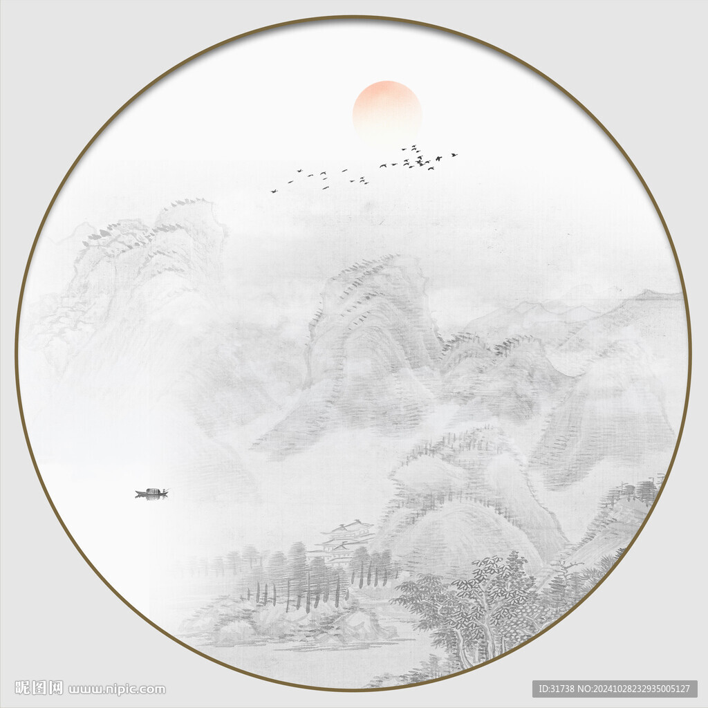 圆形山水画