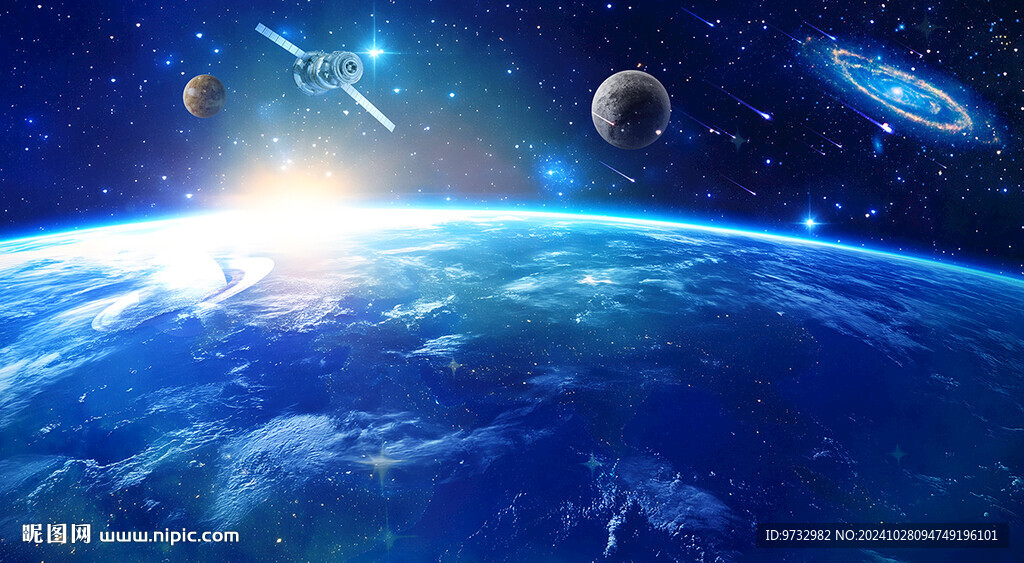 蓝色太空星球背景
