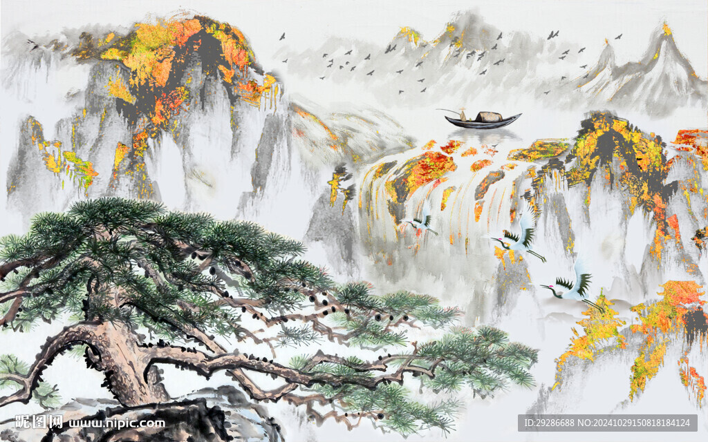 迎客松背景墙