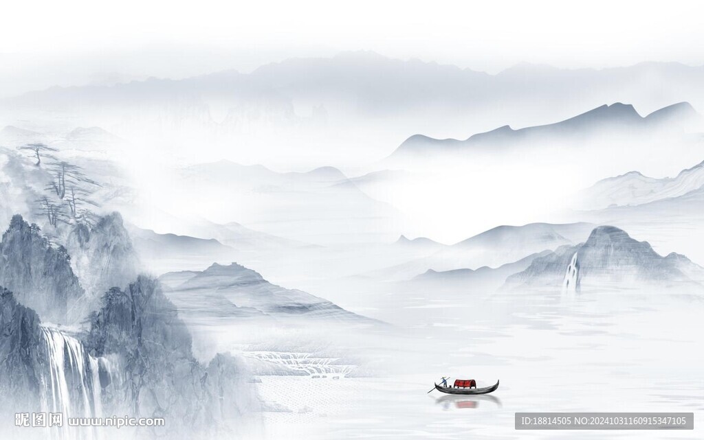新中式山水背景墙