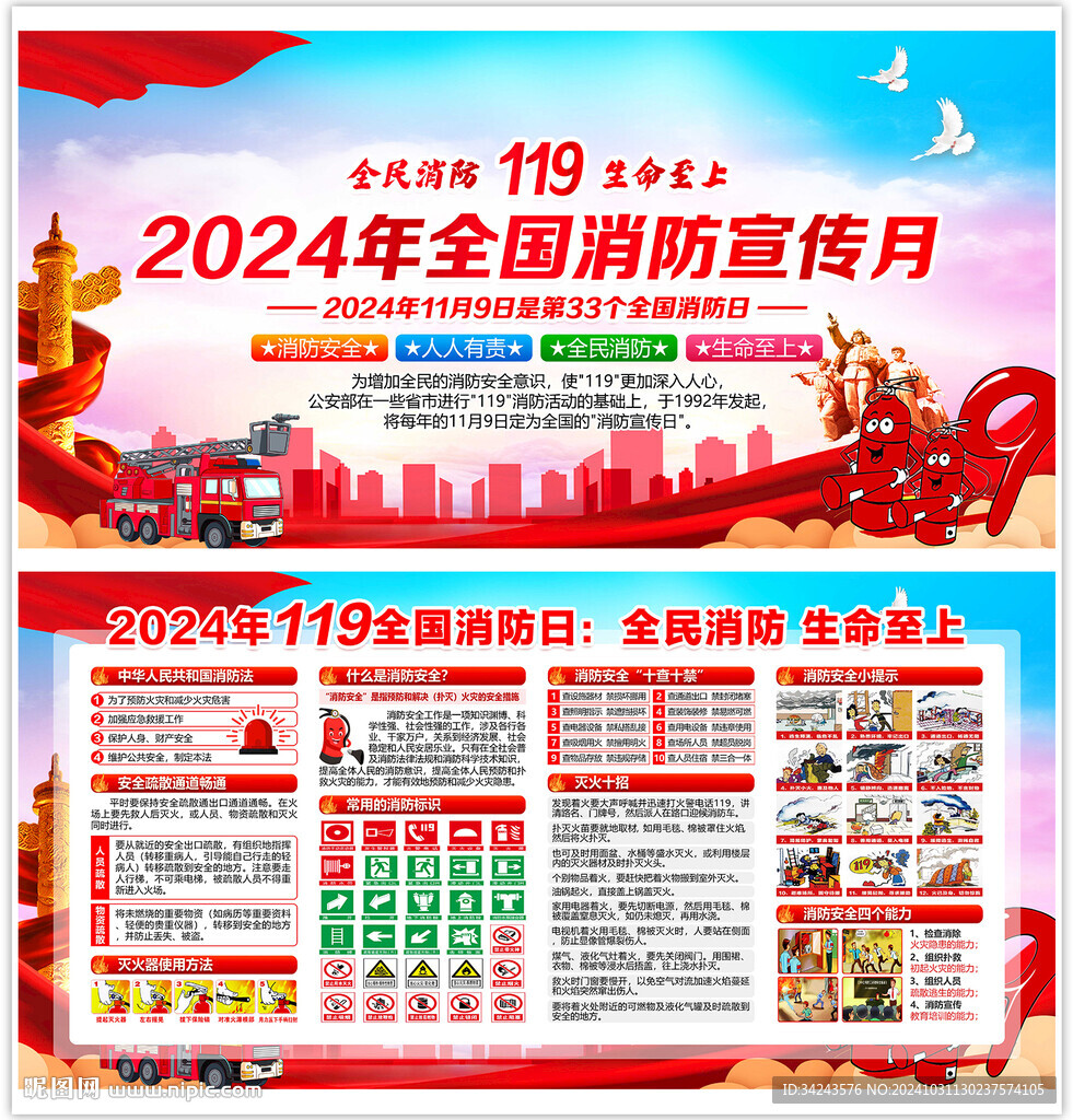 2024年全国消防日展板