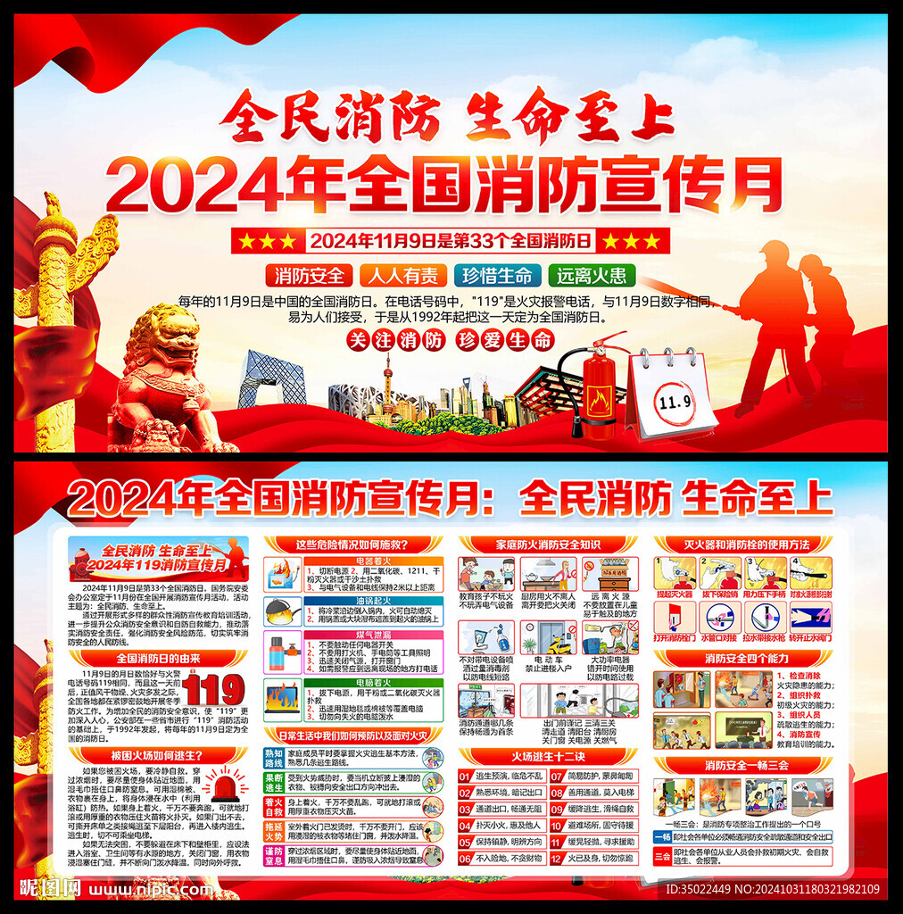 2024年消防宣传月展板