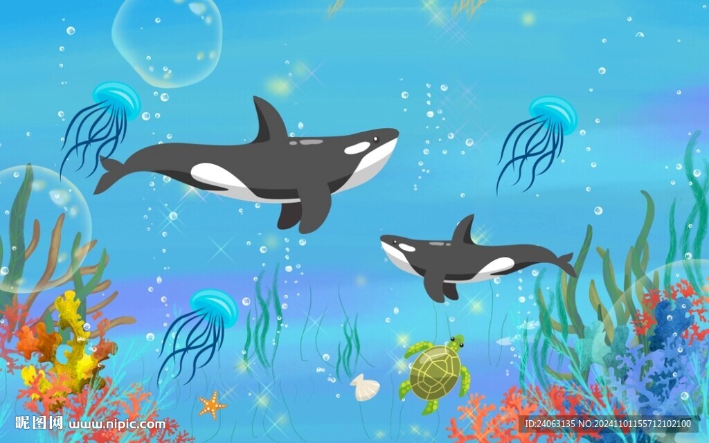 卡通海洋世界壁画