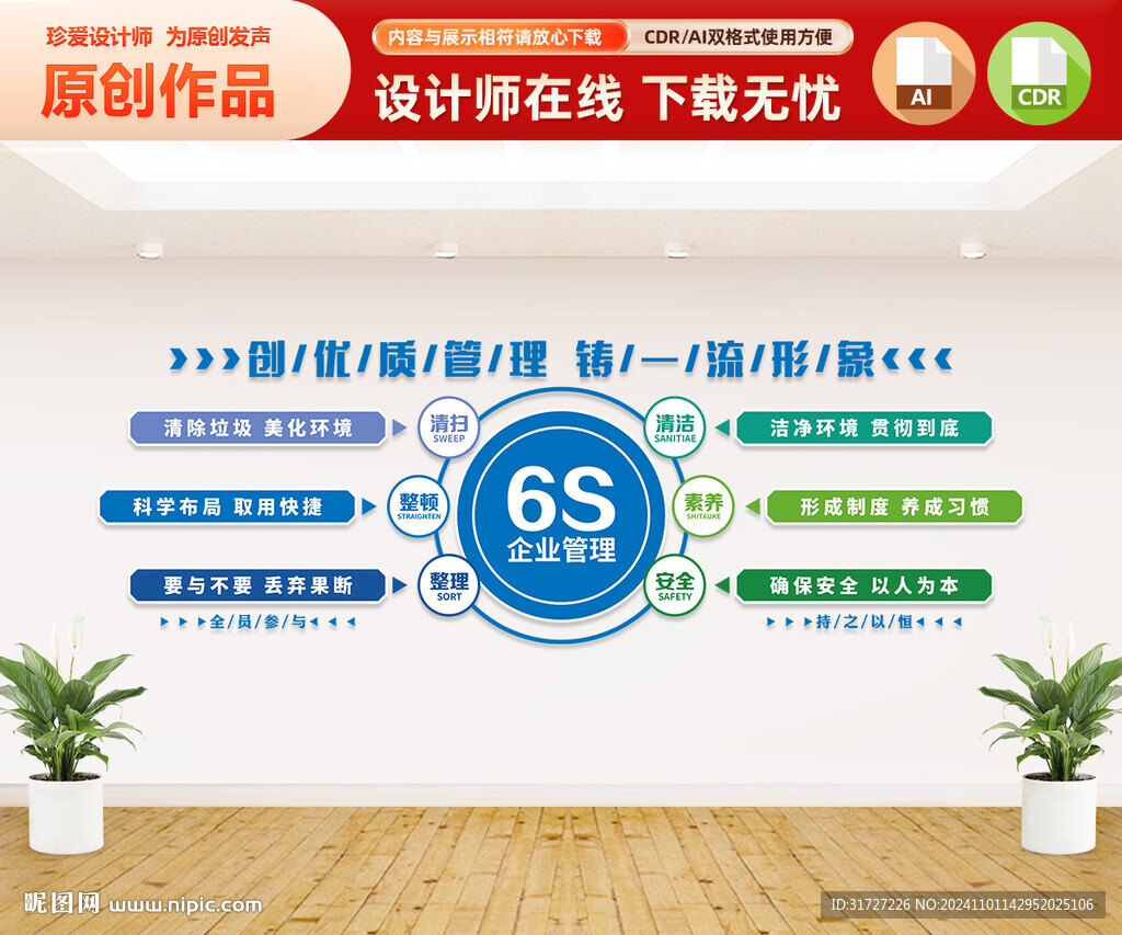 6S企业管理文化墙