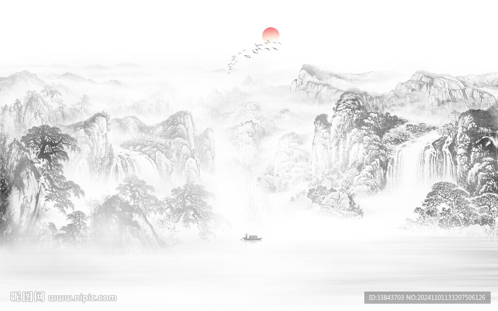 新中式水墨山水画