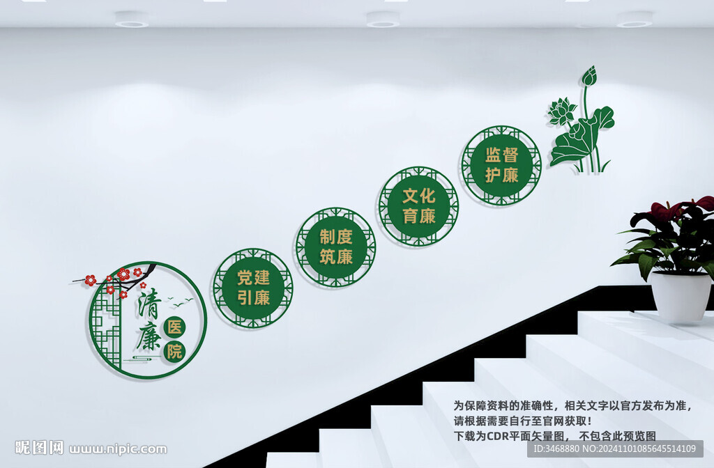 清廉医院楼梯文化墙