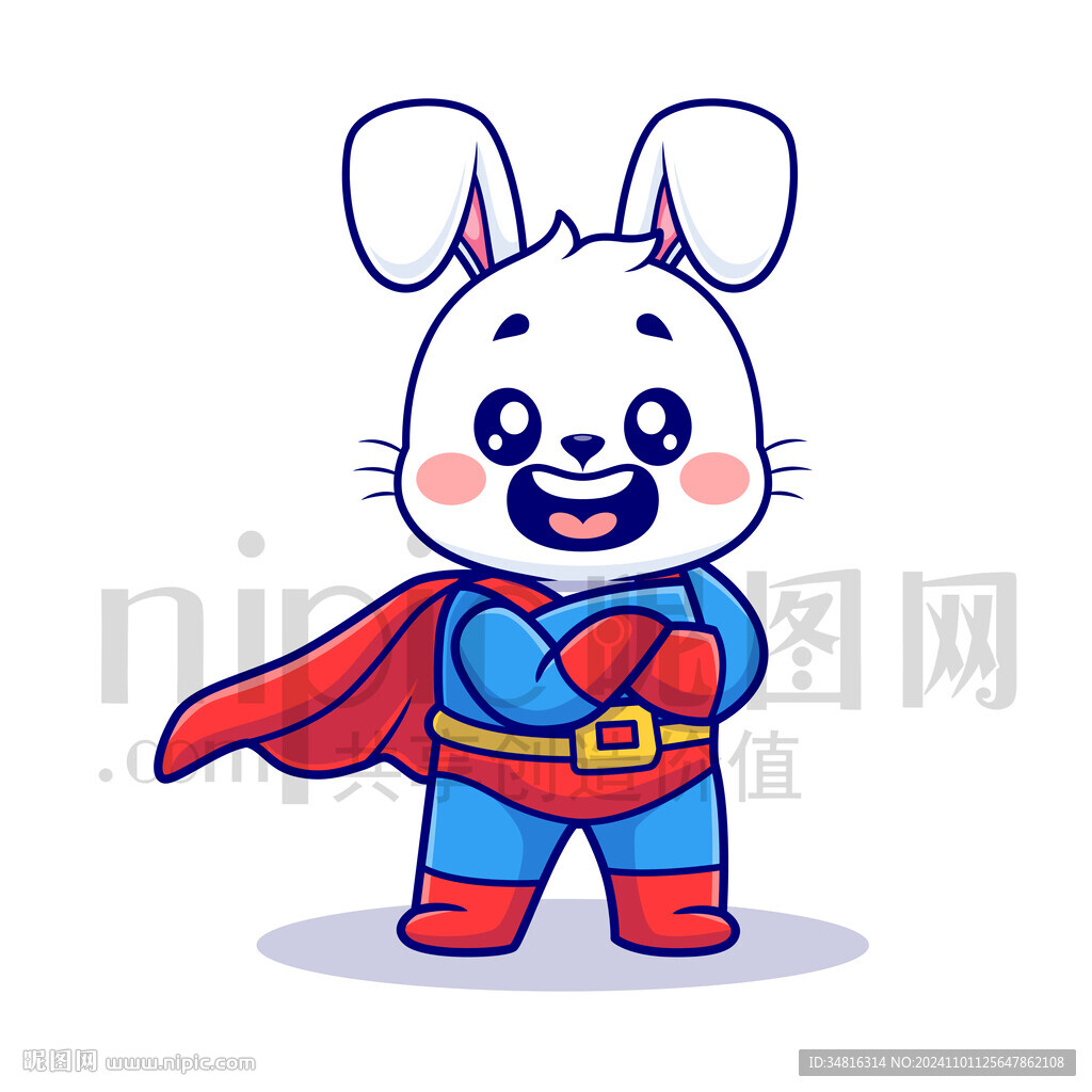 可爱卡通超人小白兔