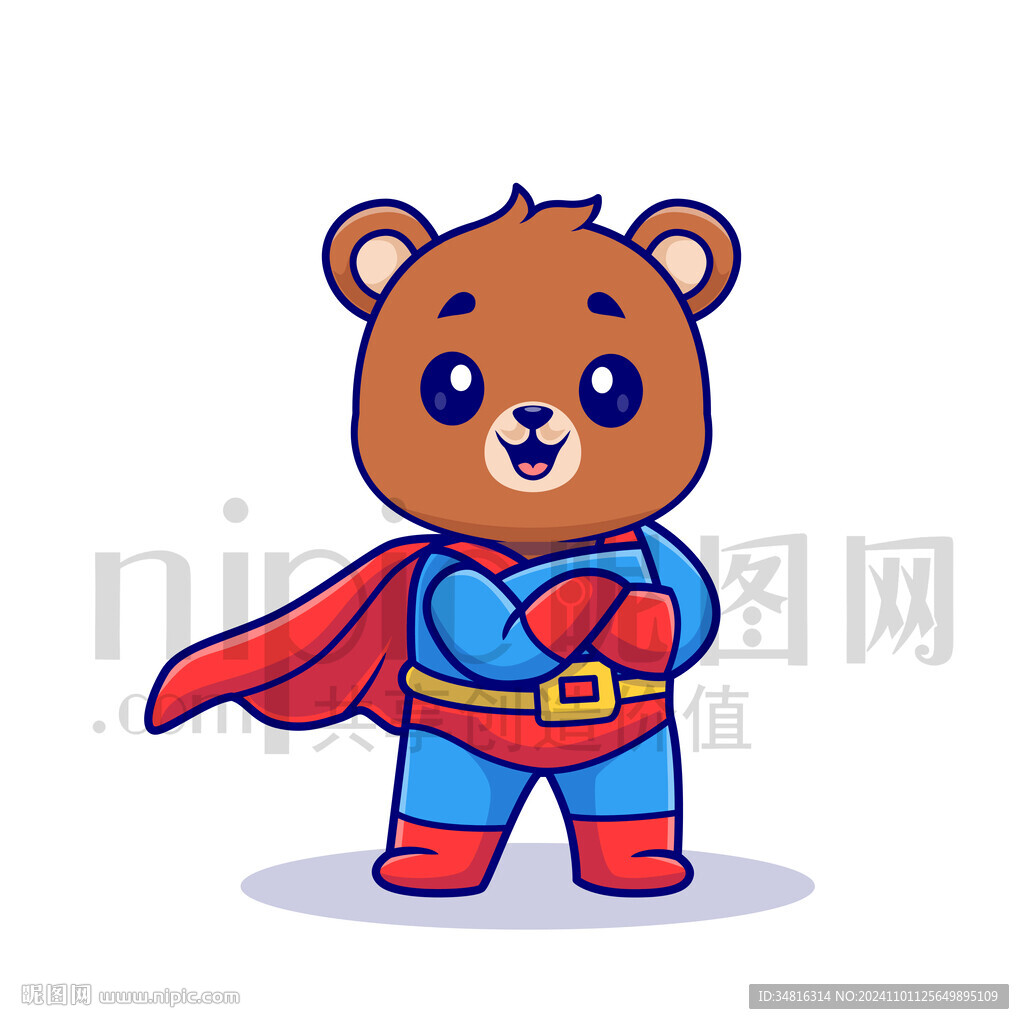 可爱卡通超人棕熊