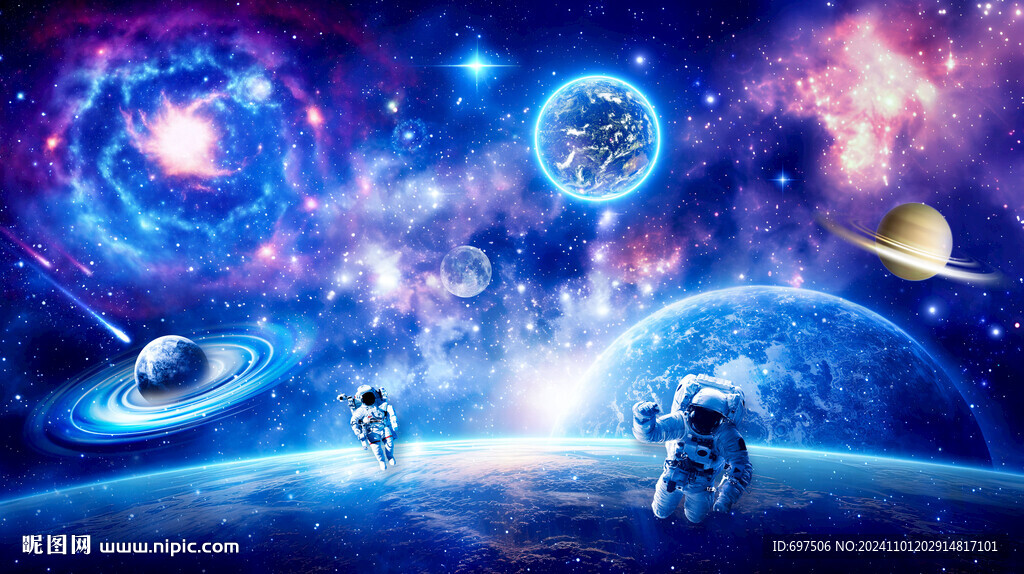 宇宙星球太空宇航员星空银河背景