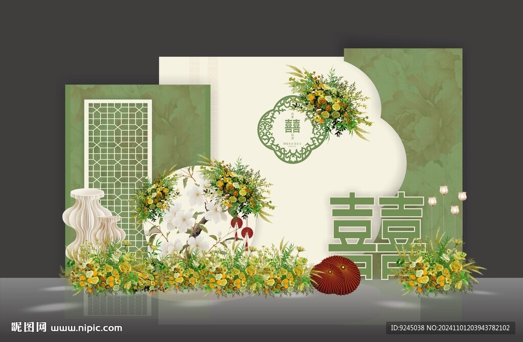 牛油果绿婚礼效果图