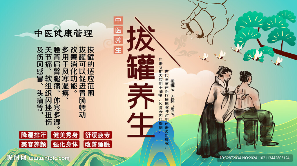 拔罐养生背景墙