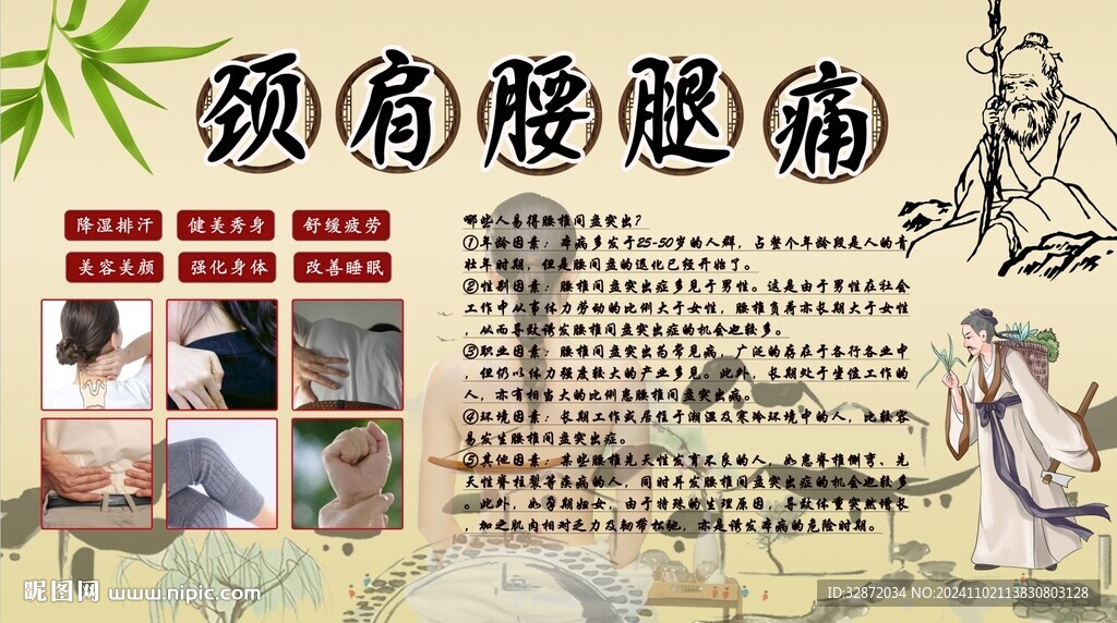 颈肩腰腿痛工装背景墙