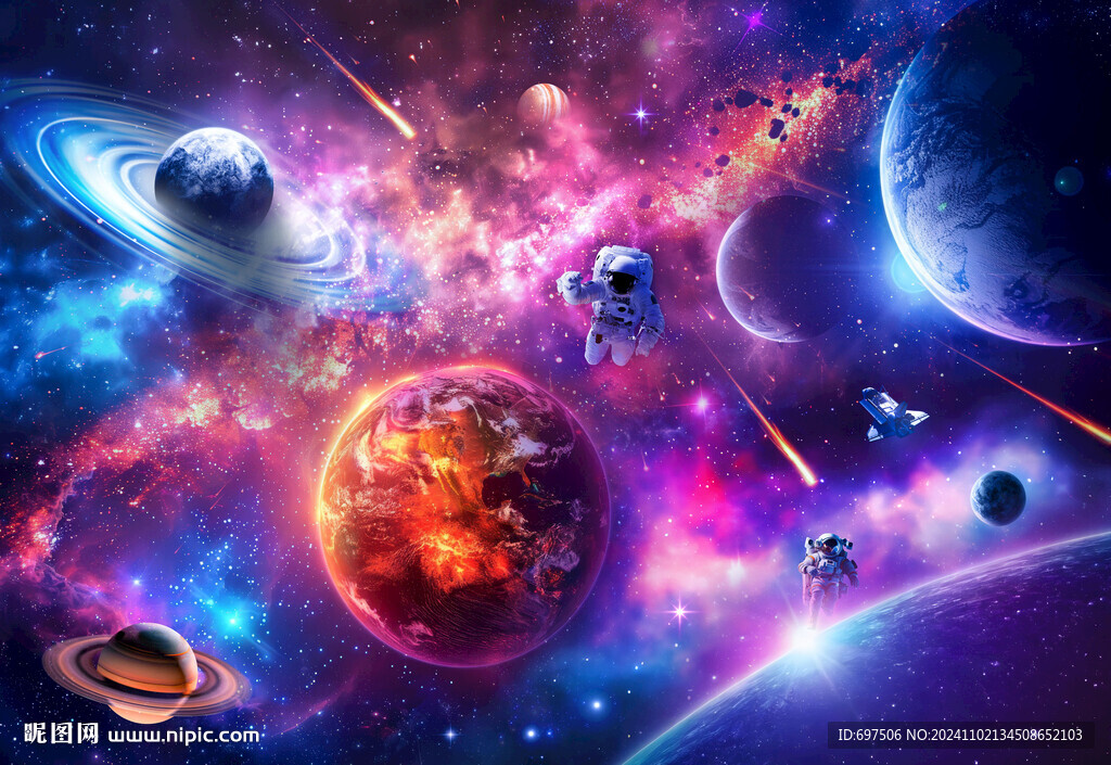 梦幻星球宇宙外太空银河陨石背景