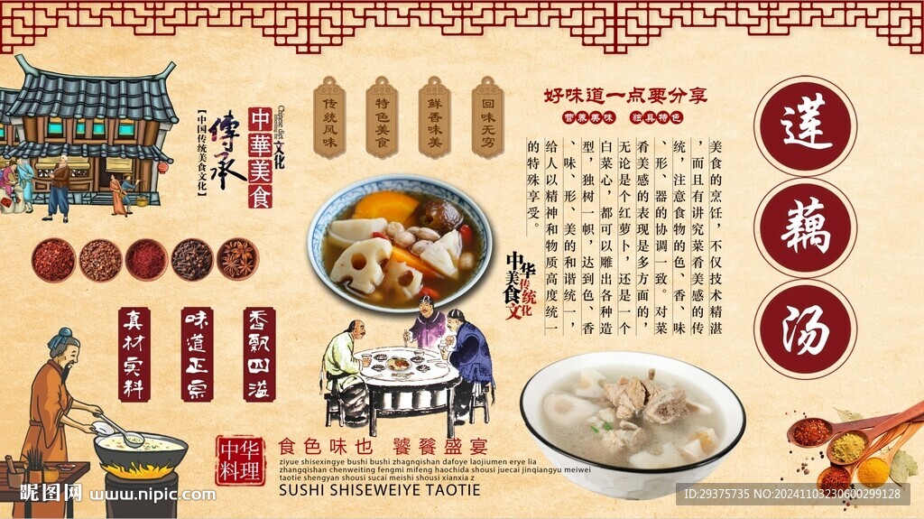 莲藕汤背景墙