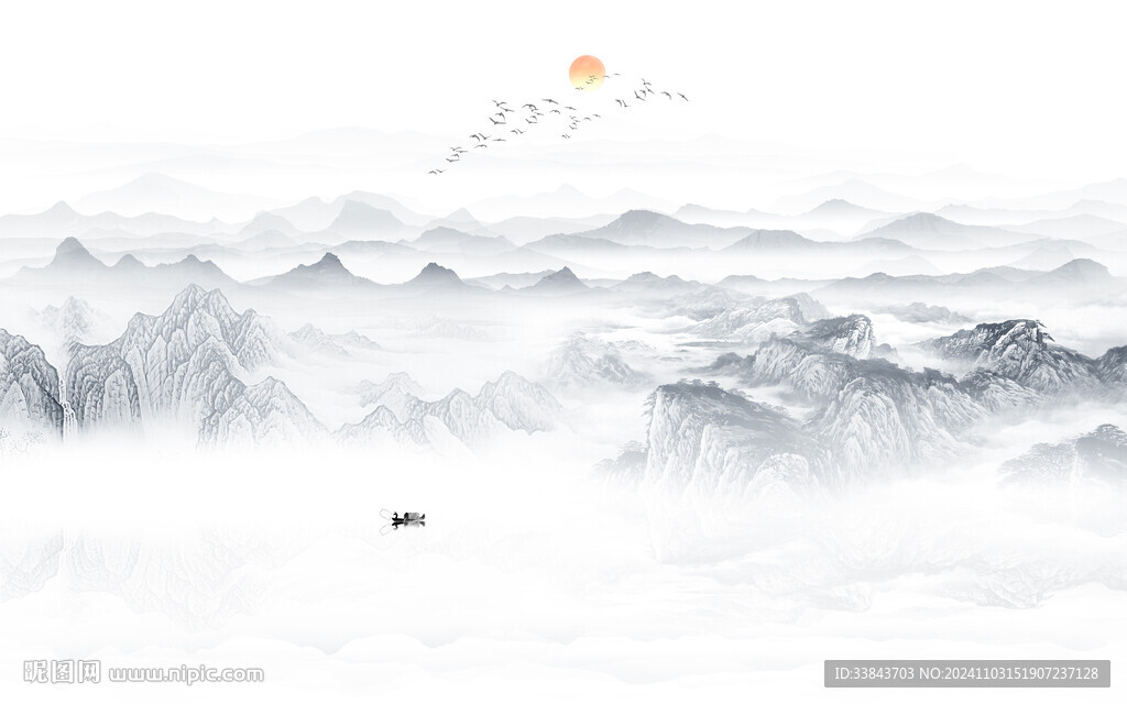 意境水墨山水画