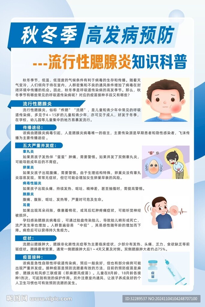秋冬季高发病预防流行性腮腺炎