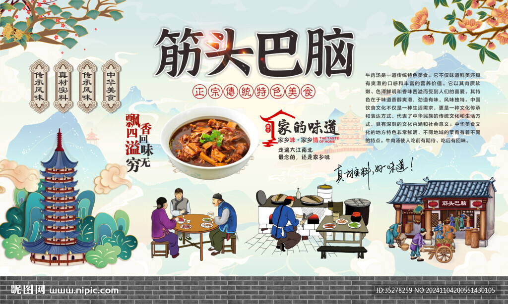 筋头巴脑背景