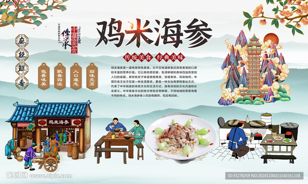 鸡米海参背景