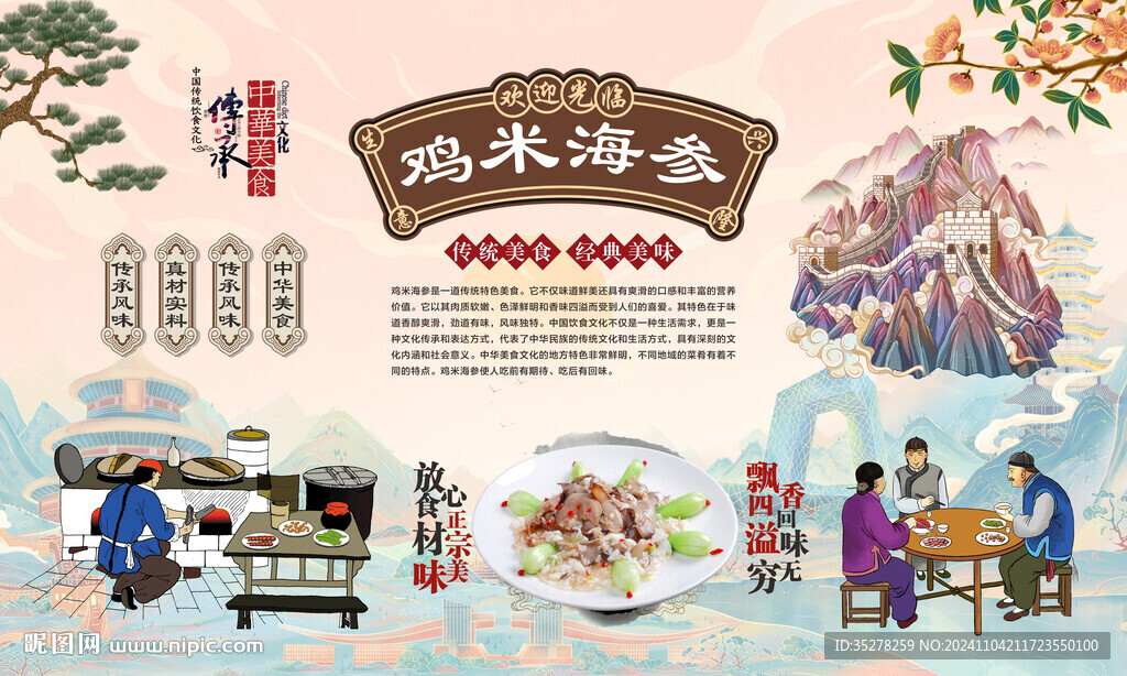 鸡米海参背景