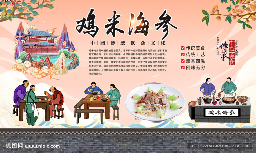 鸡米海参背景
