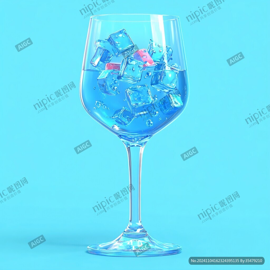 蓝色透明酒杯