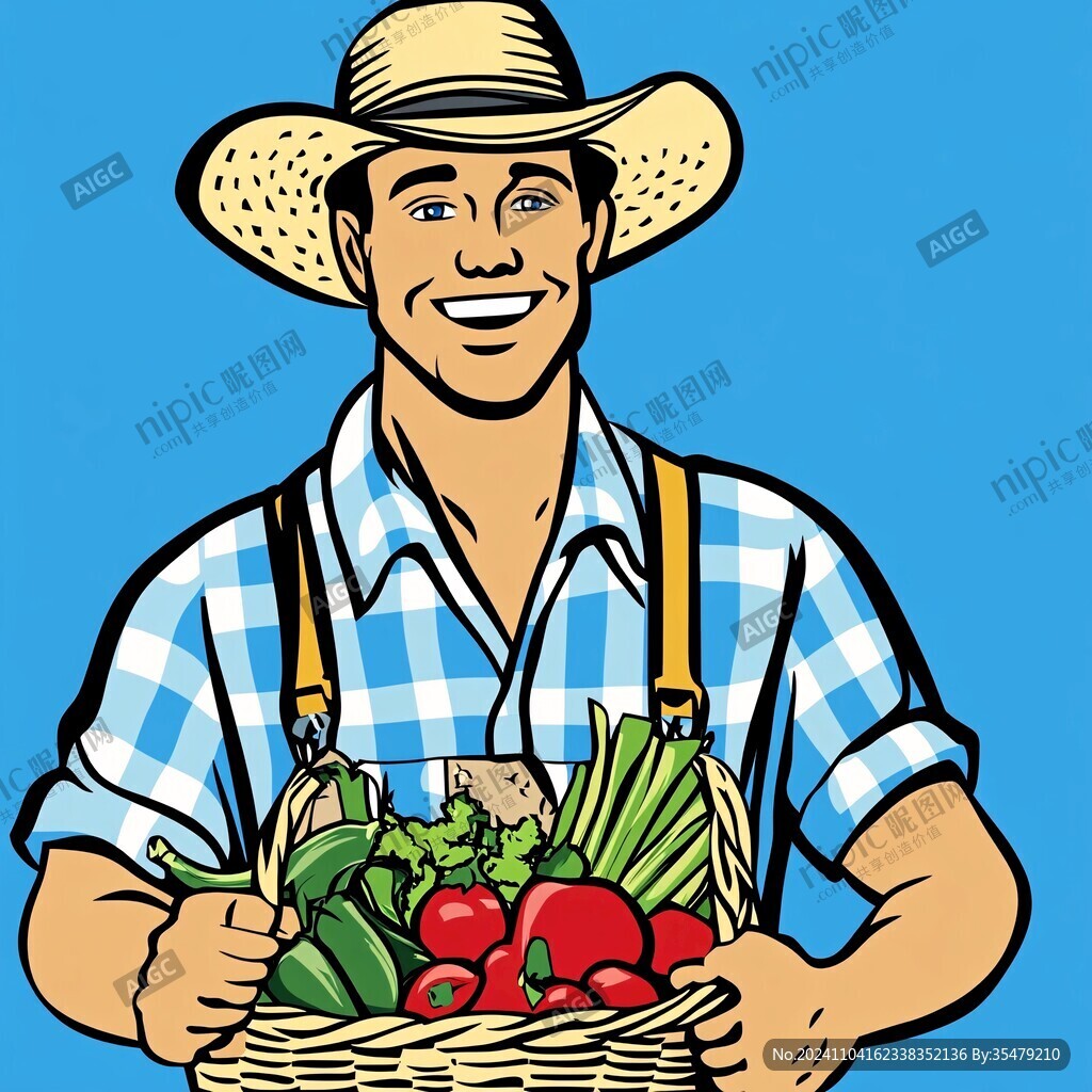 欧美卖菜人物手绘