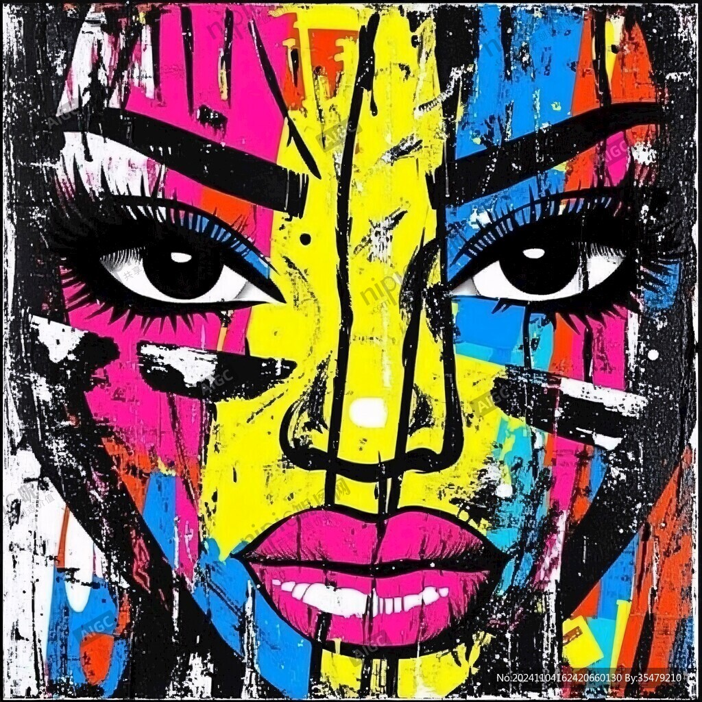 人脸色块拼接装饰画