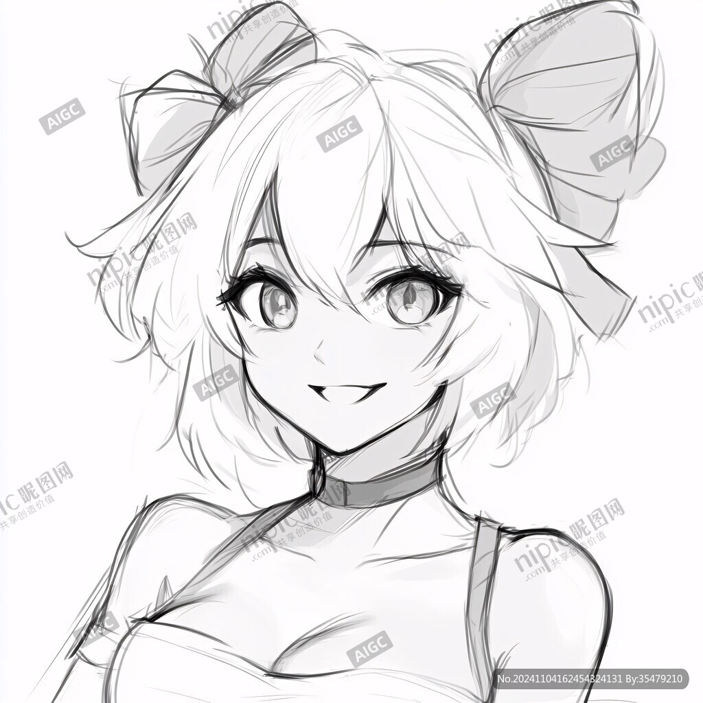 短发女孩线稿